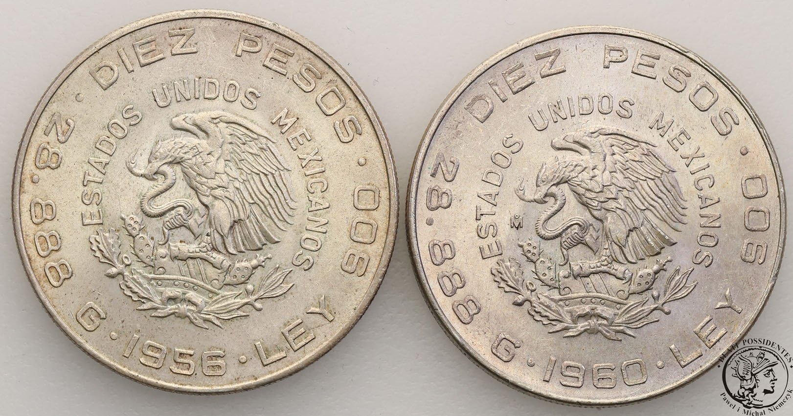 Meksyk. 10 pesos 1956 + 1960